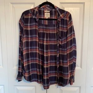 Blue and pink flannel, M, American Eagle